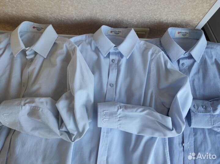 Рубаха Button Blue голубая и две в полоску р-р 146
