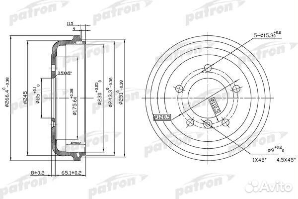 Patron PDR1095 Барабан тормозной задн mercedes-BEN