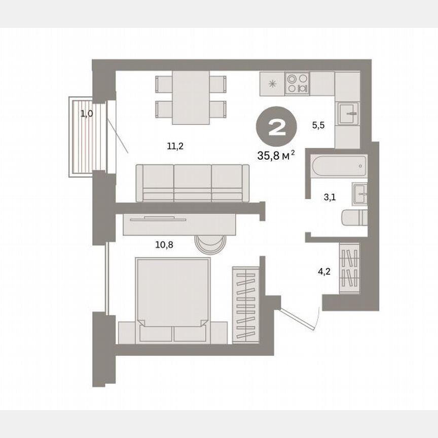 1-к. квартира, 35,8 м², 17/31 эт.