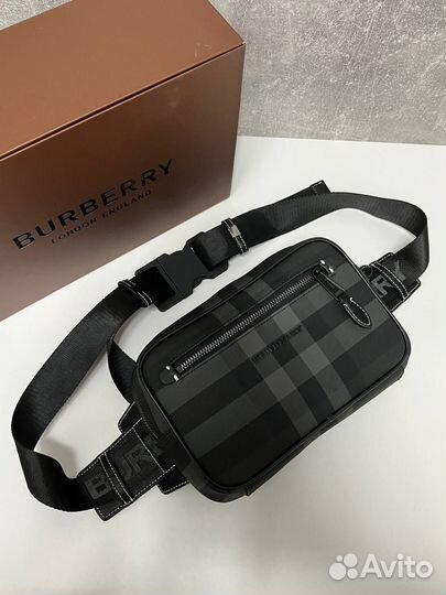 Мужская поясная сумка Burberry на пояс бананка кож