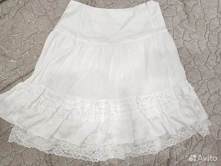Юбка кружевная с рюшами белая coquette