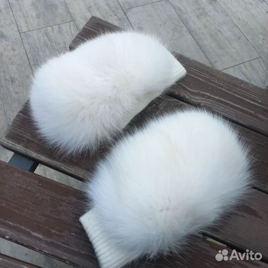 Варежки меховые женские мега объем