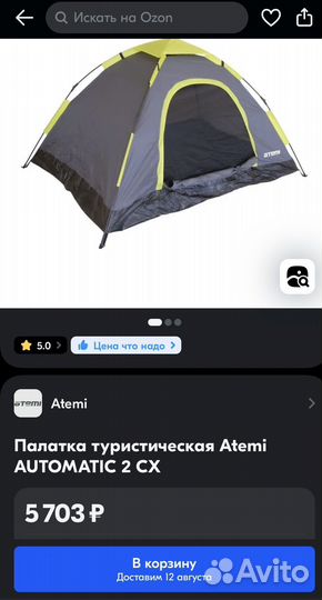 Палатка atemi automatic 2 CX