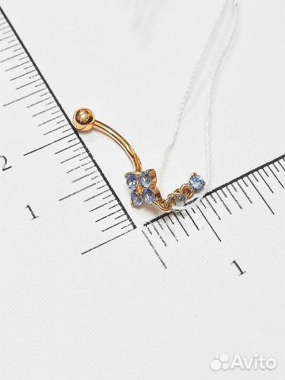 Золотой пирсинг с камнем