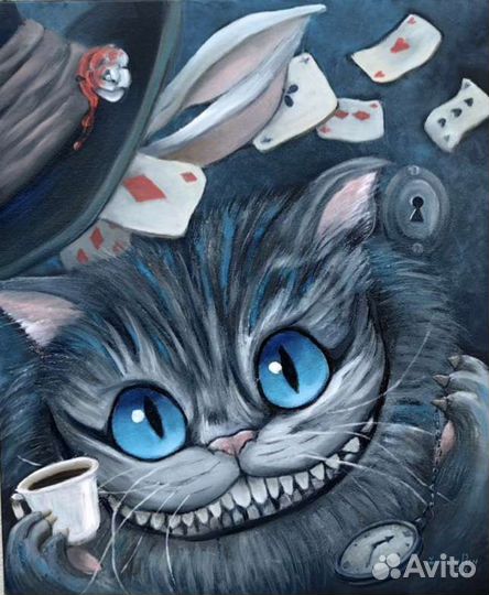Чеширский кот. Картина маслом на натянутом холсте