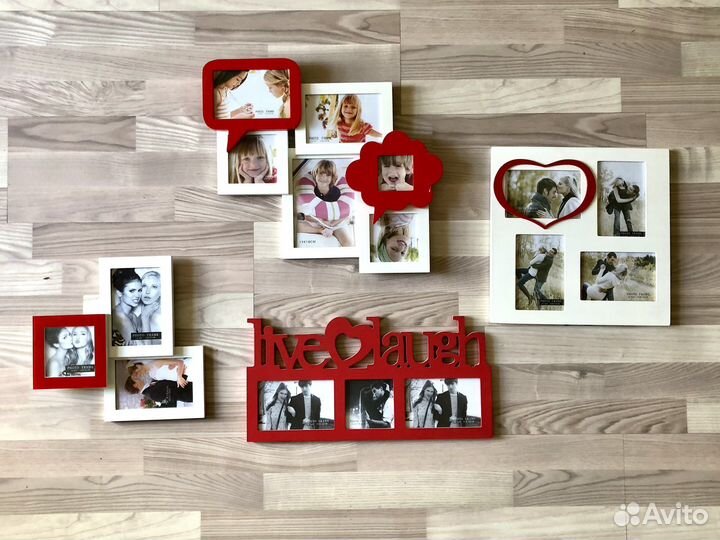 Фоторамки бело-красные