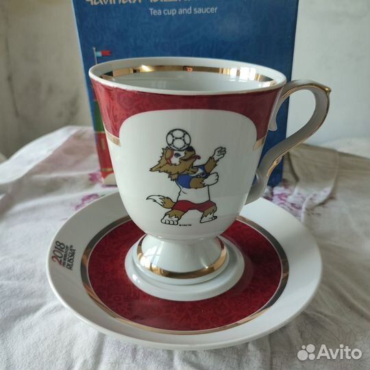 Фарфор Дулево Фифа 2018 чашка с блюдцем