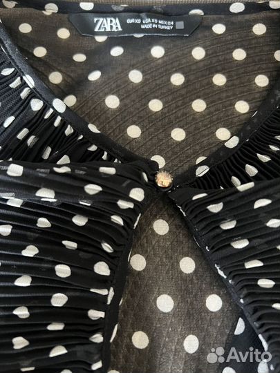 Платье Zara черное в белый горох XS