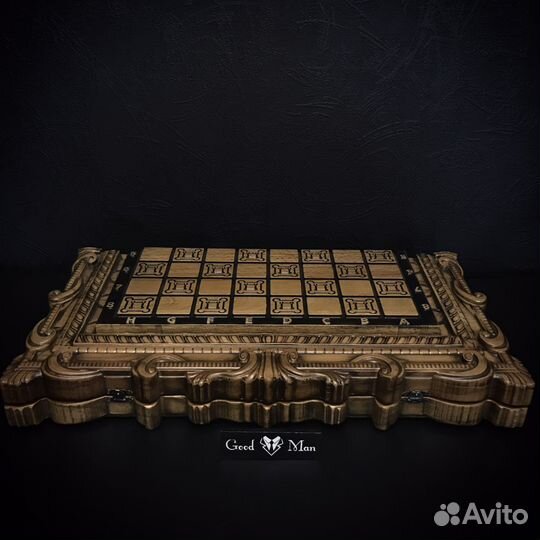 Резные шахматы нарды 2в1 (Бук, 58х58 см)