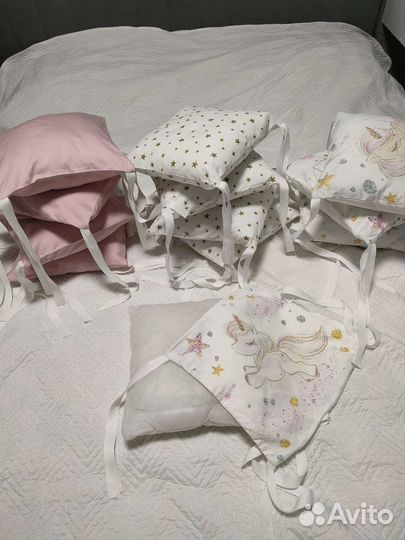 Бортики в детскую кроватку 12 подушек