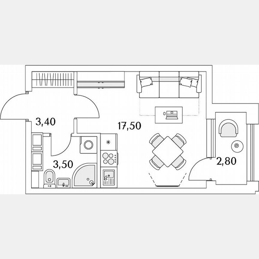 Квартира-студия, 25,9 м², 8/13 эт.