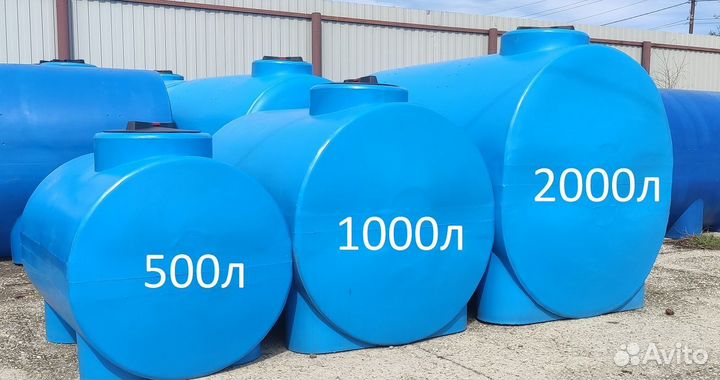 Пластиковая ёмкость 2000 литров, горизонтальная