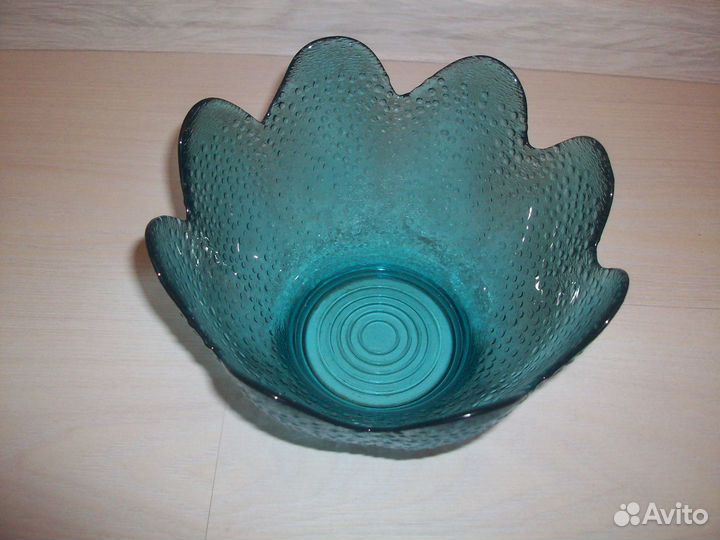 Вазочка цвет морской волны стекло СССР Винтаж