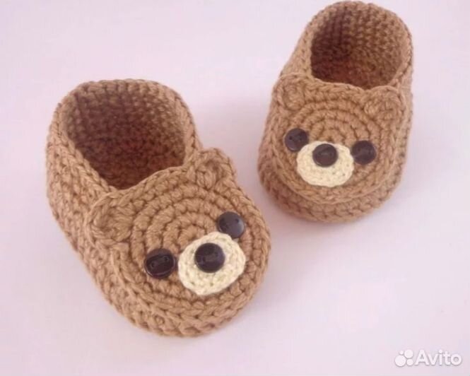 Вязаные детские тапочки