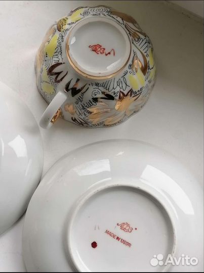 Чайный сервиз СССР Золотые ромашки