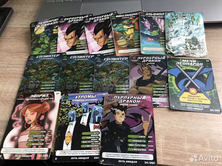 Карточки черепашки ниндзя боевая четверка