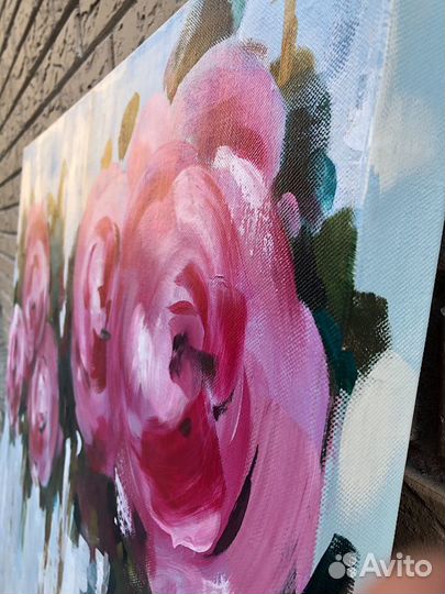 Интерьерная картина большая цветы 80x80