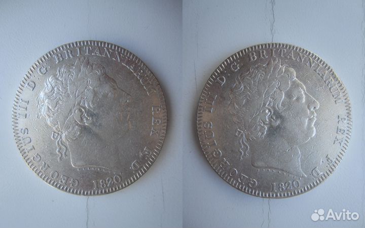 Великобритания 1 крона 1820 года Георг III Серебро