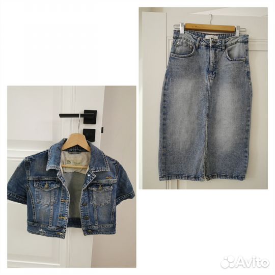 Юбка джинсовая миди 42р. Болеро джинс