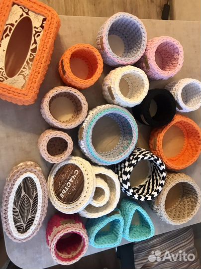 Корзинки из трикотажной пряжи