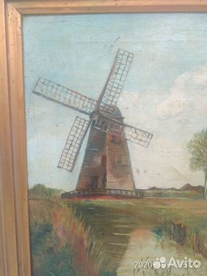 Картина Старая мельница холста, масло, рама дерево