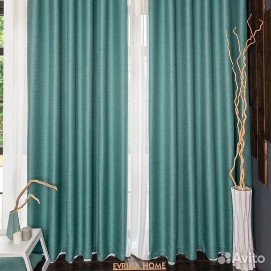 Шторы рогожка Орфей Бирюза