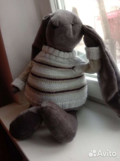 Заяц, текстильная подушка-игрушка