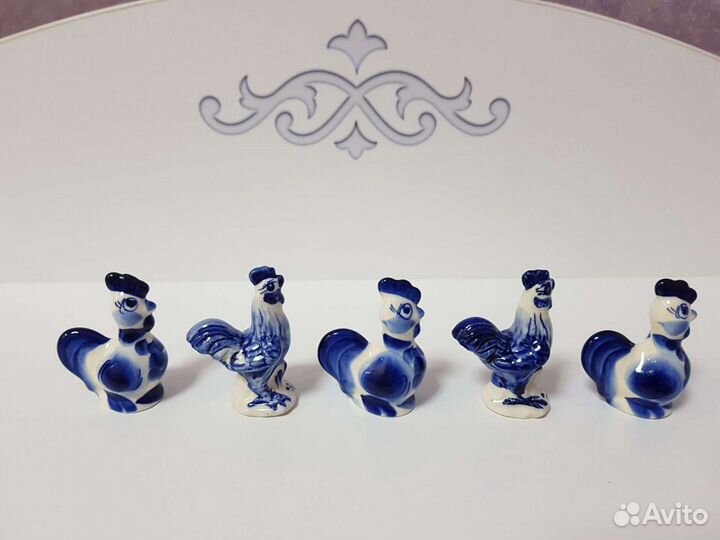 Петух, гжель, фарфор, фигурка, статуэтка, сувенир