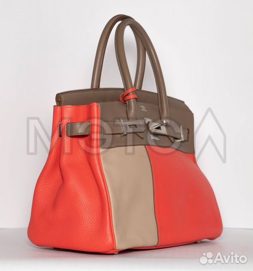 Сумка Hermes коричнево-коралловая Rose Jaipur/Argi