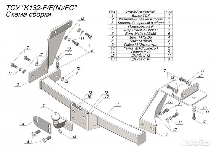 Фаркоп Kia Sorento 4 (Mq) 2020- Fc + Электрика