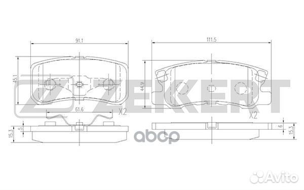 Колодки торм. диск. задн. Mitsubishi Lancer X 0