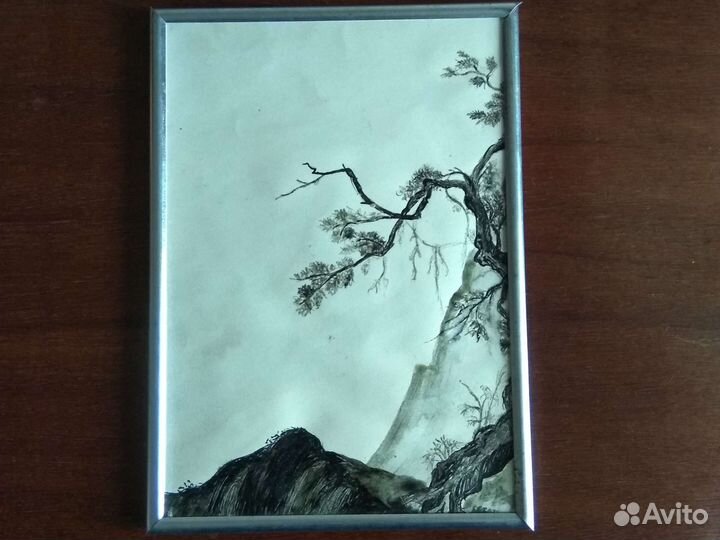 Живопись, миниатюра, тушь, Япония, рамки