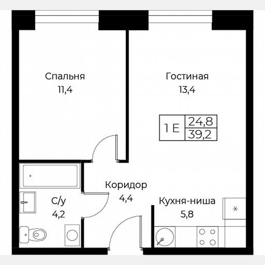1-к. апартаменты, 39,2 м², 29/30 эт.