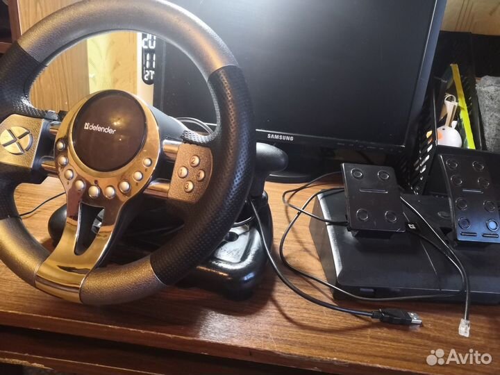 Руль игровой для пк с педалями, геймерский набор