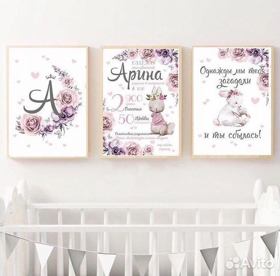 Постер, плакат в десткую комнату, метрика