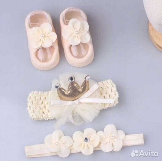 Набор две повязки и пинетки 3 расцветки