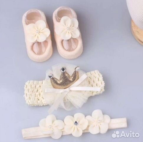 Набор две повязки и пинетки 3 расцветки