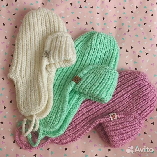 Шапка ушанка вязаная