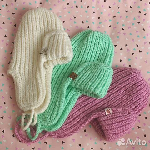 Шапка ушанка вязаная