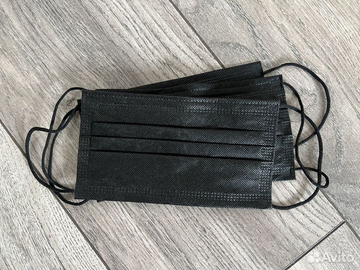 Маска медицинская черная 50 шт