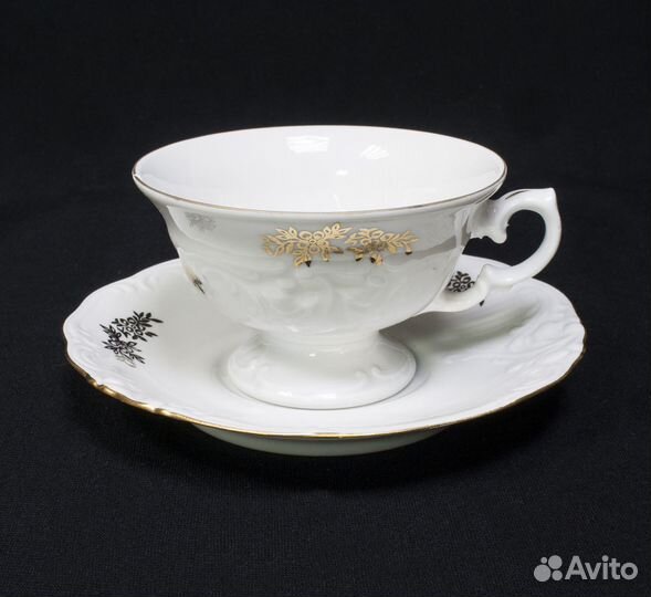 Сервиз чайный Белый с позолотой, Польша. 11 предм