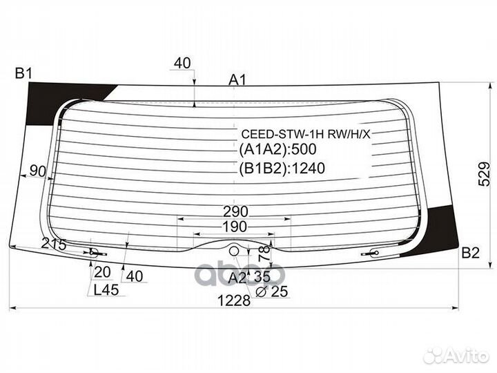 Стекло заднее с обогревом KIA ceed 5D WGN 06-12