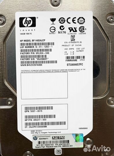 Жесткий диск HP 5697-6515 146,8Gb Fibre Channel