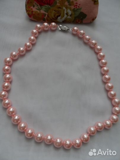 Ожерелье жемчуг10мм+ подарок ретро кошелек