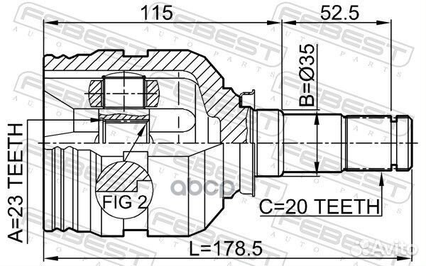 ШРУС внутренний левый toyota carina E AT190/ST1