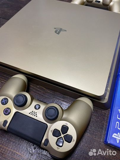 Золотая Sony PS4 Playstation 4 +2 геймпада+3диска