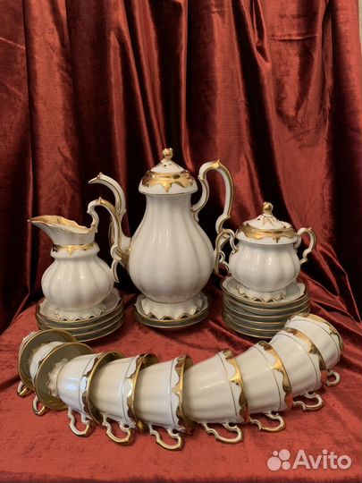 Чайный сервиз старинный антиквариат XIX век