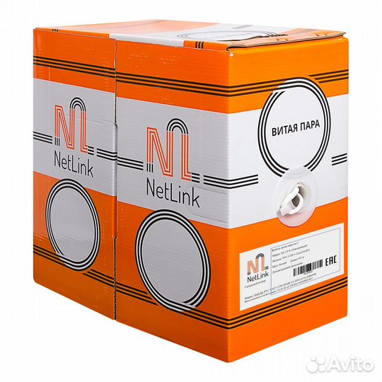 Кабель NetLink NL-CCA UTP 2PR 24AWG CAT5е 305м. бе