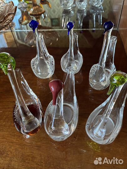 Цветной хрусталь СССР-лебеди