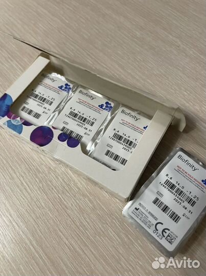 Линзы контактные 4 штуки biofinity -1,25